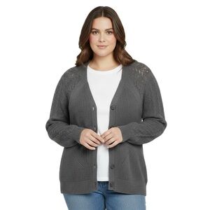 torrid Gray V-neck Buttoned Cardigan Sweater